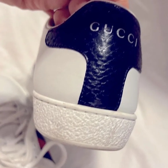GUCCI UNISEX NEW ACE White Webbed Red Blue Sneakers M 35 1/2 6 USA W 7 W/RECEIPT - Picture 4 of 11